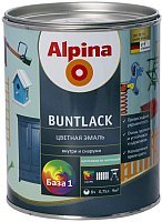 (У) Эмаль алкидн. Alpina Цветная эмаль (Buntlack) шелковисто-матовая RAL9001 Кремово-белый 2,5л 