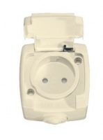 РОЗЕТКА РОНДО IP44 О/У С ЗК 250В 16А ЗАЩИТНЫЕ ШТОРКИ СЛОНОВАЯ КОСТЬ RA16-112B-SI
