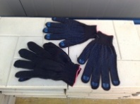 Перчатки хлопчатобумажные с ПВХ точечным покрытием 4 нити ,10 класс ,черные