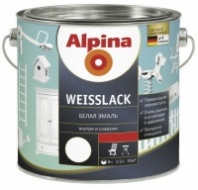 (У) Эмаль алкидн. Alpina Белая эмаль (Alpina Weisslack) шелковисто-матовая 750мл 