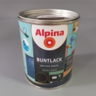 (У) Эмаль алкидн. Alpina Цветная эмаль (Buntlack) шелковисто-матовая RAL9005 Черный 750мл / 0,84кг.